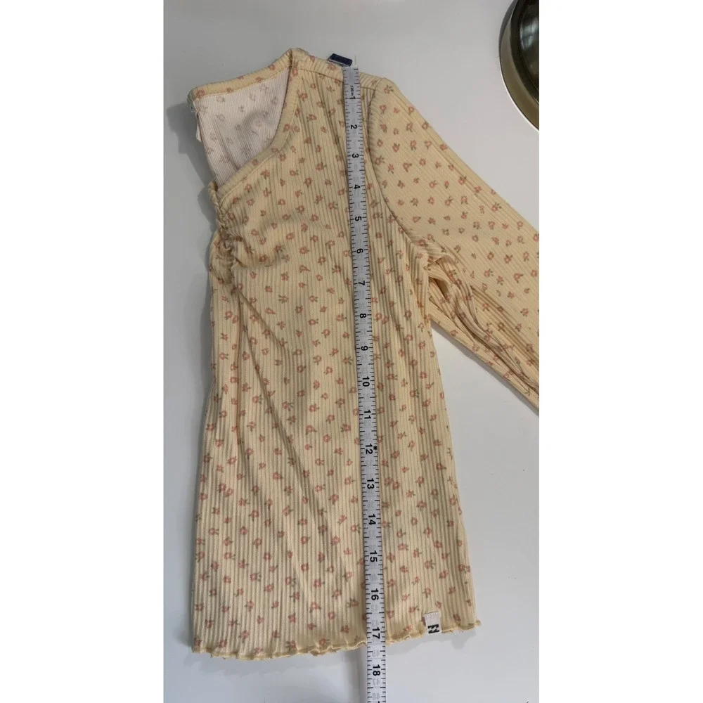 Billabong Girls Pick Of The Patch Floral Ribbed Long Sleeve Top Lettuce Edge L